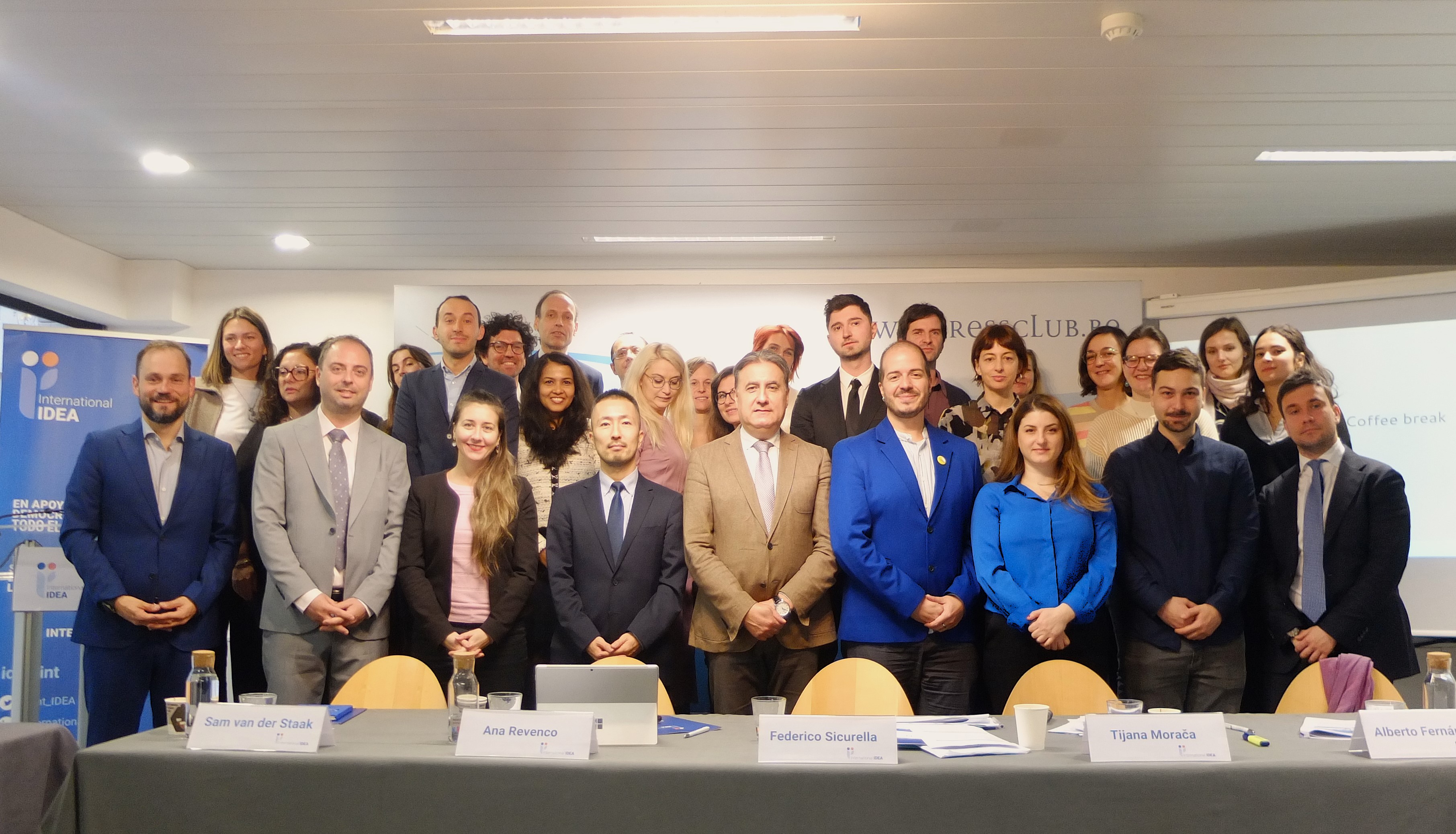Participants from the workshop ‘Designing a Global Methodology for Analyzing Electoral Foreign Information Manipulation and Interference (FIMI)’, held in Brussels on 5 November 2024. Credit: International IDEA/Angelo Galgani